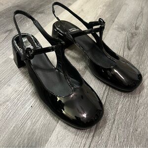 Jeffrey Campbell Wandz T Strap Block Heel Pumps Shoes Mary Jane Size 7.5 Black